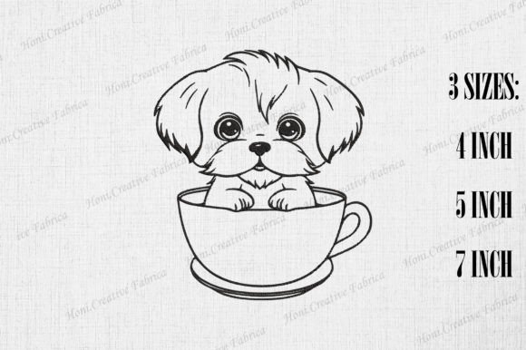 Review: Cute Shih Tzu Dog in Coffee Cup Embroidery